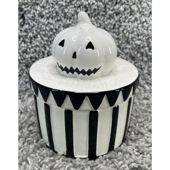 Ashland Halloween Pumpkin Table Decor Ceramic Container White And Black New - Picture 1 of 10